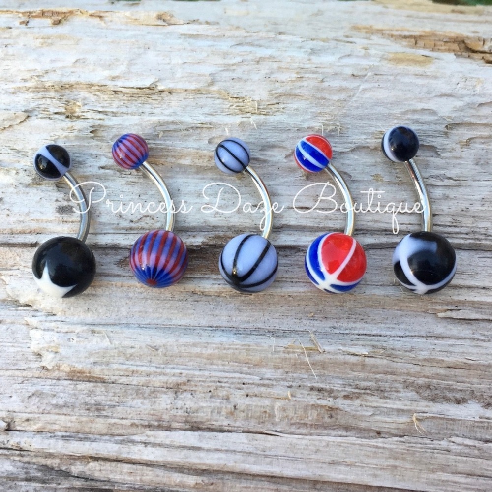 5 Multi-Color Belly Button Navel Rings